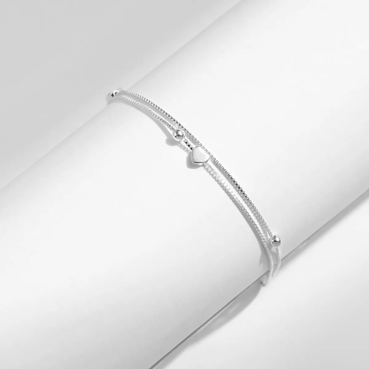 Ig Style Sweet Simple Style Heart Shape Sterling Silver Rhodium Plated Bracelets In Bulk