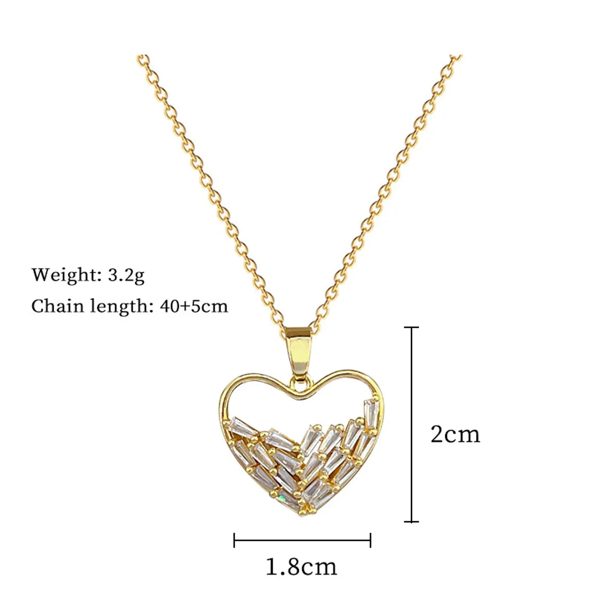 Ig Style Sweet Simple Style Heart Shape Titanium Steel Copper Inlay Artificial Gemstones Pendant Necklace