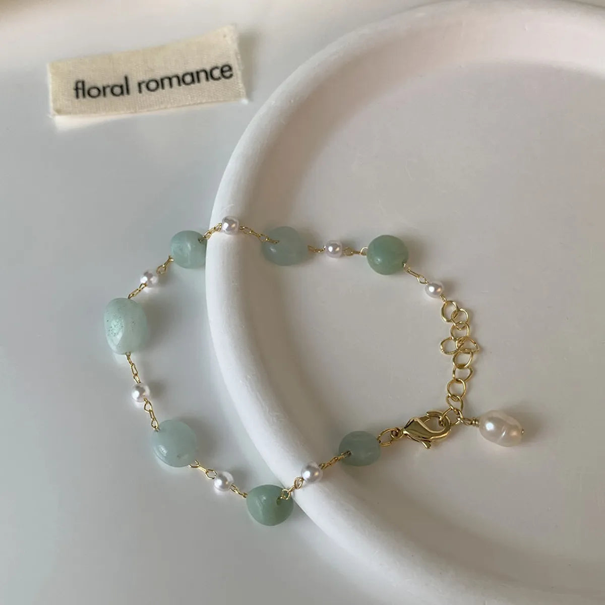 IG Style Sweet Simple Style Irregular Green Aventurine Copper 18K Gold Plated Bracelets In Bulk