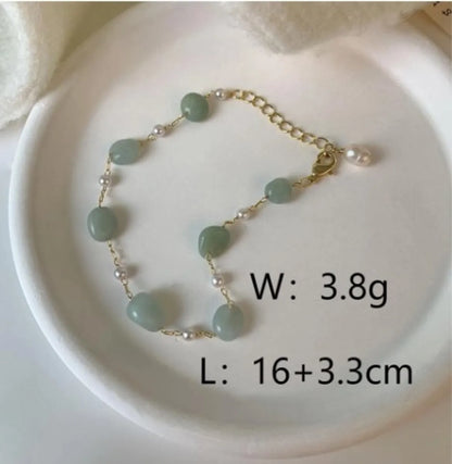 IG Style Sweet Simple Style Irregular Green Aventurine Copper 18K Gold Plated Bracelets In Bulk