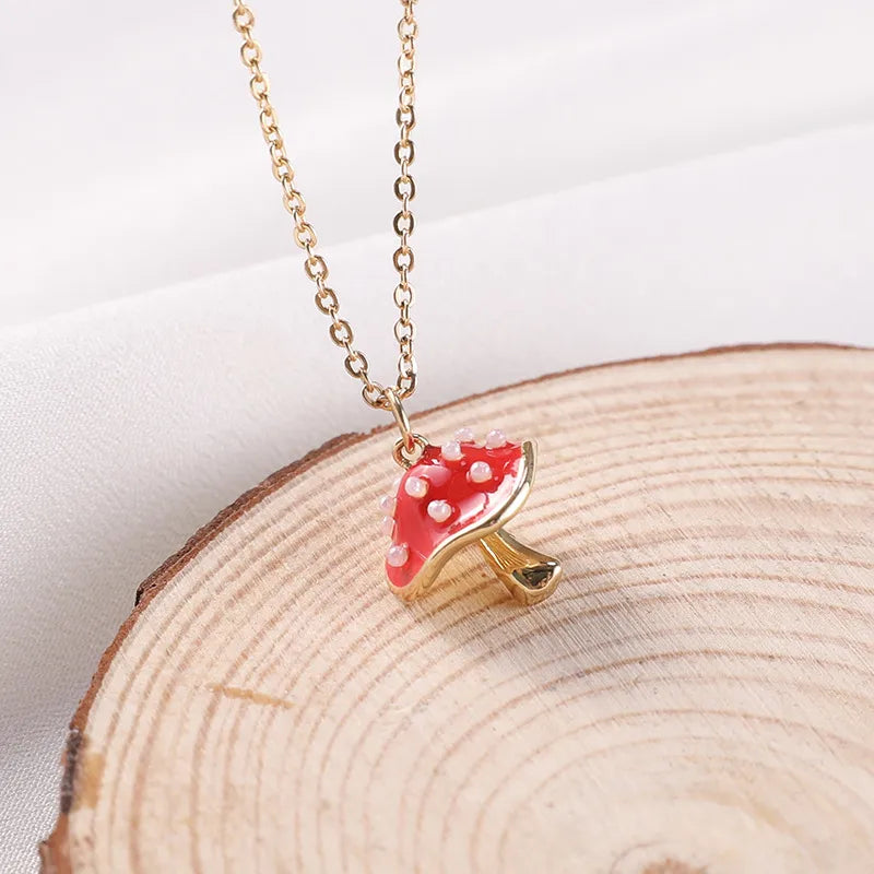 IG Style Sweet Simple Style Mushroom 14K Gold Plated Artificial Pearls Alloy Wholesale Pendant Necklace