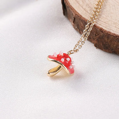 IG Style Sweet Simple Style Mushroom 14K Gold Plated Artificial Pearls Alloy Wholesale Pendant Necklace