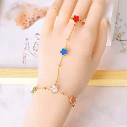 IG Style Sweet Solid Color Flower 304 Stainless Steel 18K Gold Plated Acrylic Bracelets In Bulk