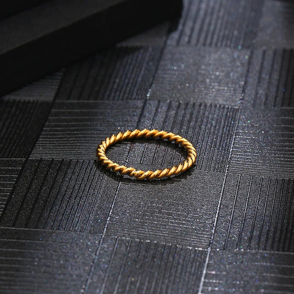 304 Stainless Steel 18K Gold Plated IG Style Plating Twist Rings