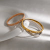 IG Style Vacation French Style Geometric Circle Round 304 Stainless Steel 18K Gold Plated Rose Gold Plated Zircon Bangle In Bulk