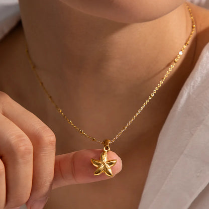 Ig Style Vacation Starfish Stainless Steel Plating 18k Gold Plated Pendant Necklace