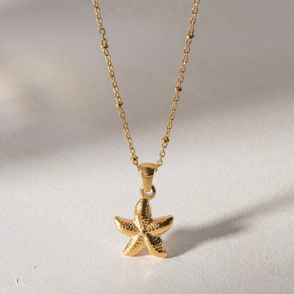 Ig Style Vacation Starfish Stainless Steel Plating 18k Gold Plated Pendant Necklace