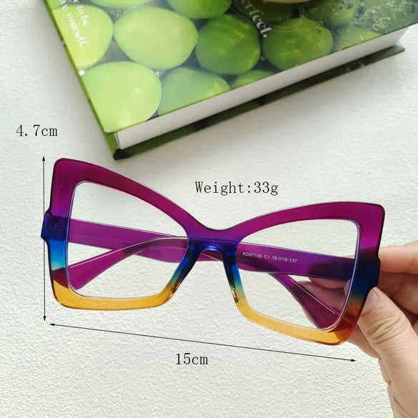IG Style Y2K Casual Color Block Pc Resin Polygon Butterfly Frame Full Frame Women'S Sunglasses