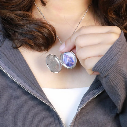 Locket Necklace with Birth Flower, Custom Engraved Bouquet Locket, Handwriting Locket with Photo, Gift for Christmas, Memorial Gift for mom