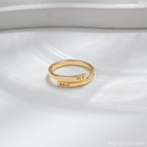 Personalized Engraved Ring, Custom Name Ring, Dainty Stacking Rings, Gold Ring for Her, Anniversary Gift, Christmas Gift for Wife