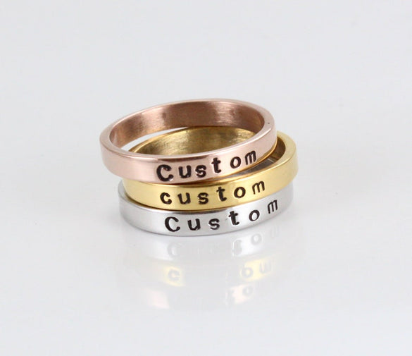 Stainless Steel Ring, Custom Engraving, Personalized Band Gold/ Rose/ Silver, Ring for Men, Women, Teen Girls, Couple's Ring