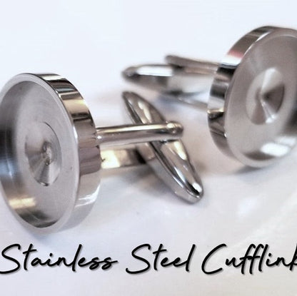 Photo Cufflinks - Men's Gift We put your Custom picture into Cufflinks for Groom or Dad- Round silver or stainless steel