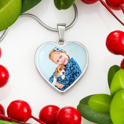 Custom Photo Necklace - Heart Pendant Picture Necklace - Unique Personalized Gift for Her - Gift for Wife - Personalized Engraving Necklace