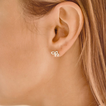 Custom Initial Earrings • Dainty Letter Charm Stud Earrings • Minimalist Everyday Initial Jewelry • Birthday Gift for Best Friend