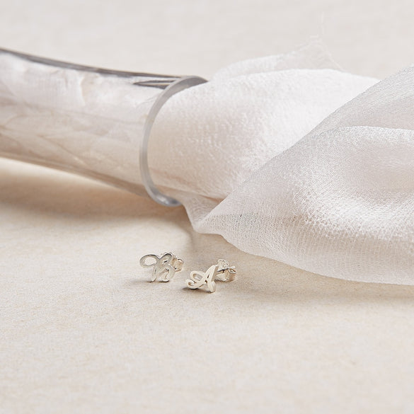 Custom Initial Earrings • Dainty Letter Charm Stud Earrings • Minimalist Everyday Initial Jewelry • Birthday Gift for Best Friend