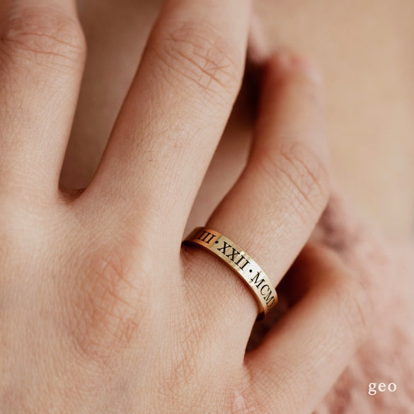 Geopersonalized Custom Engraved Ring Christmas Stackable Personalized Stacking Ring for Women Initial Ring Holiday Gifts for Her Stack It Up