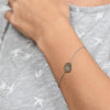 Black Diamond Personalized Gold Bracelet | Engraved Gold Bracelet with Black Diamond | Black Diamond Bracelet with Letter in 14k Gold