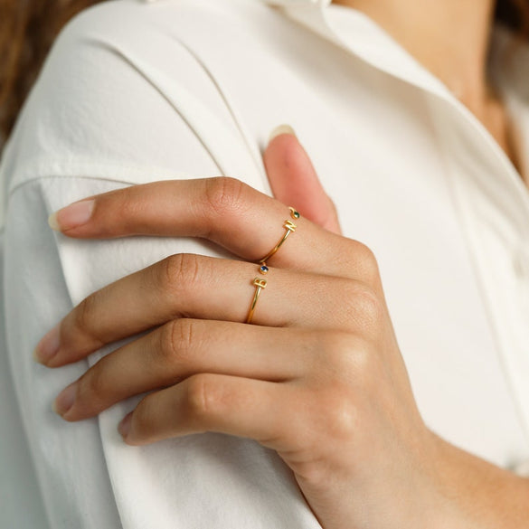 Initial Birthstone Ring • Letter Ring by Caitlyn Minimalist • Mothers Ring • Birthday Gifts • Personalized Christmas Gifts • RM74F39