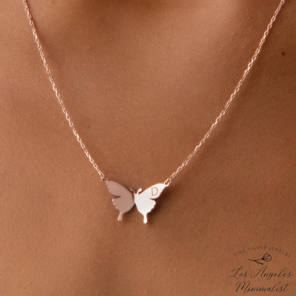 Butterfly Necklace, Initial Necklaces, Butterfly Pendant, Customized Letters, Engraved Name Necklace, Necklace For Mom, Mothers Day Gifts