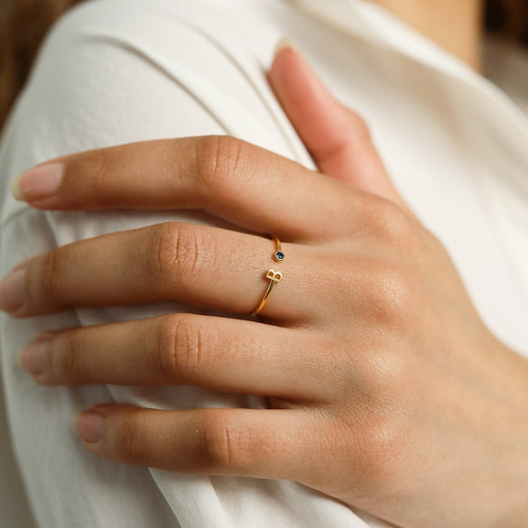 Initial Birthstone Ring • Letter Ring by Caitlyn Minimalist • Mothers Ring • Birthday Gifts • Personalized Christmas Gifts • RM74F39