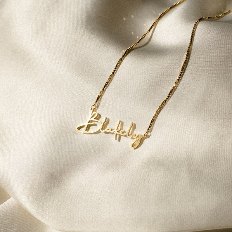 Customized Gold Name Necklace with Box Chain