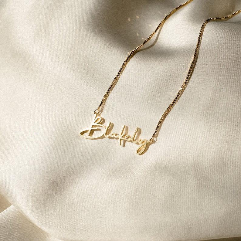 Personalized Name Necklace• Gold Name Necklace with Box Chain • Perfect Gift for Her • Personalized Gift