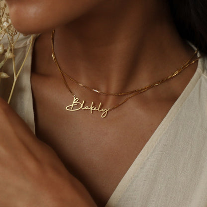 Customized Gold Name Necklace with Box Chain