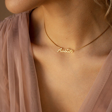 Custom Name Necklace• Gold Nameplate Necklace with Box Chain • Best Friend Jewelry • Perfect Birthday Gift