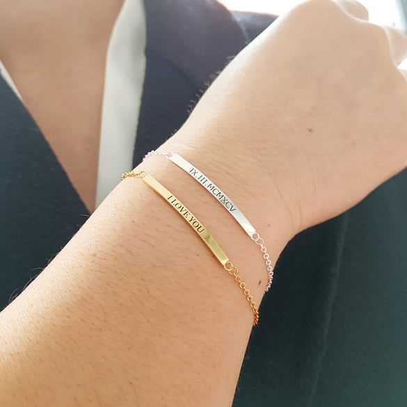 Personalised Bar Bracelet•Personalised Name Bracelet•Stacking Bracelet•Coordinates Bracelet•Gift For Her•Bridesmaids Gift