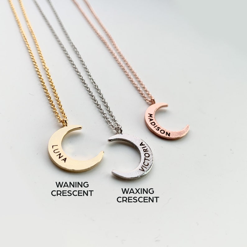 Personalized Moon Necklace • Name Necklace • Valentines day • Moon Necklace • Crescent Moon Necklace • Custom Necklace • Bridesmaid Gift