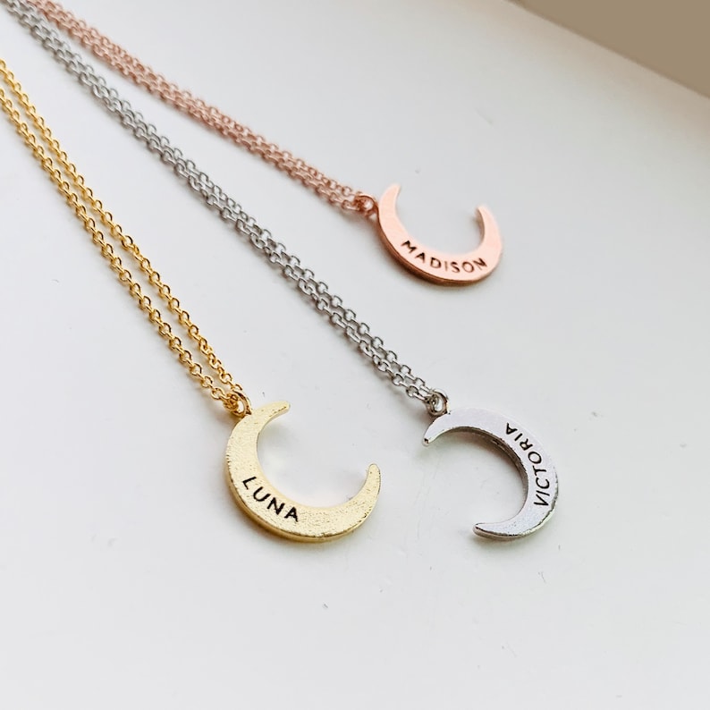 Personalized Moon Necklace • Name Necklace • Valentines day • Moon Necklace • Crescent Moon Necklace • Custom Necklace • Bridesmaid Gift