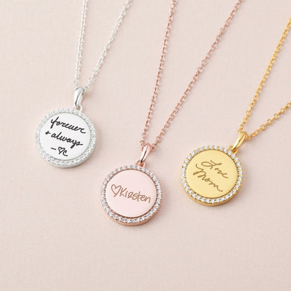 Handwriting Necklace, Memorial Mom Gift, Handwritten Gift, Personalized Handwriting Jewelry,Signature Necklace, CZ stone Necklace