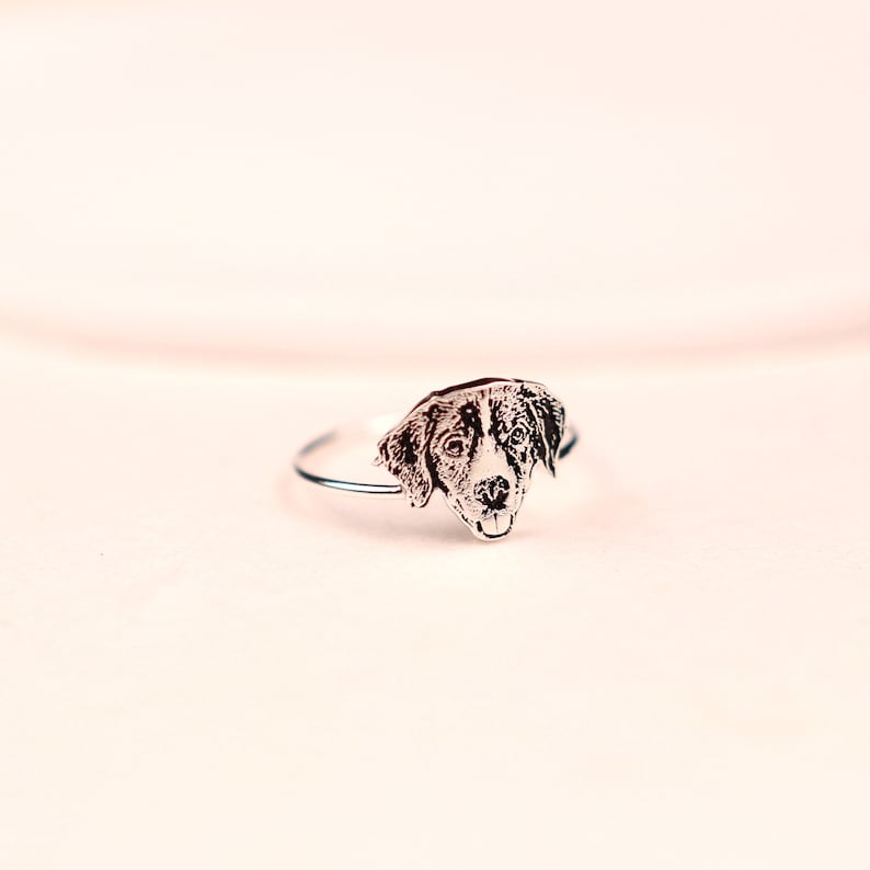 Pet Photo Ring • Custom Pet Portrait Ring • Engraved Dog or Cat Ring • Pet Memorial Jewelry • Personalized Pet Lover Gift