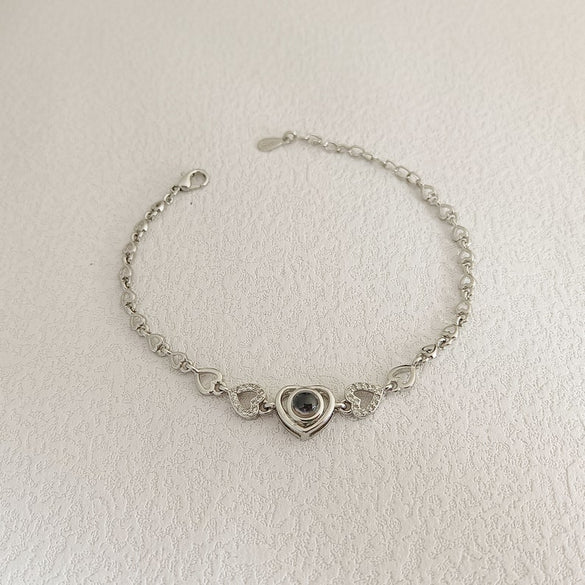 Custom Photo Projection Bracelet,Memorial Picture Inside Bracelet, Personalized Photo Bracelet,Anniversary Gift,Gift for Her,Heart Pendant