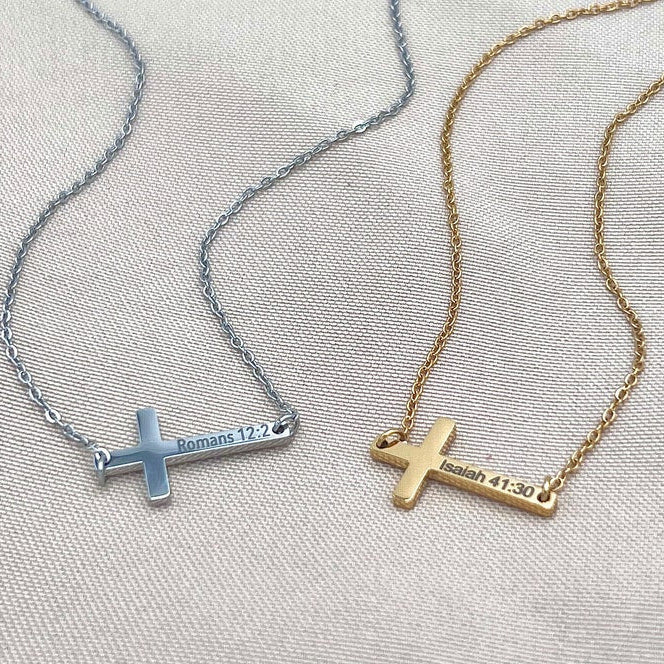 Bible Verse Necklace, Cross Necklace with Favorite Bible Verse, Religious Faith Necklace, Encouragement Gift, Personalized Cross Necklace