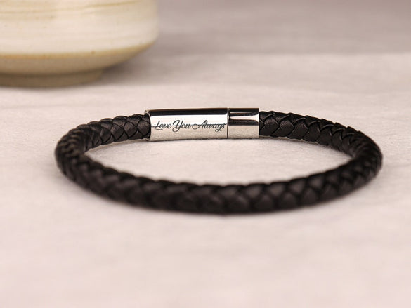 Personalized Leather Bracelet, Engraved Men's Name Bracelet, Custom Bracelet For Men, Personalized Gift For Him, Fathers Day Gift,Men's Gift