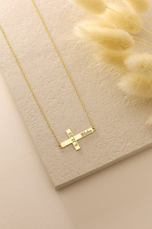 Personalized Cross name necklace, Baptism Gift, Engraved Cross Necklace with Name, Christian Gifts for Christening, Christmas Gift