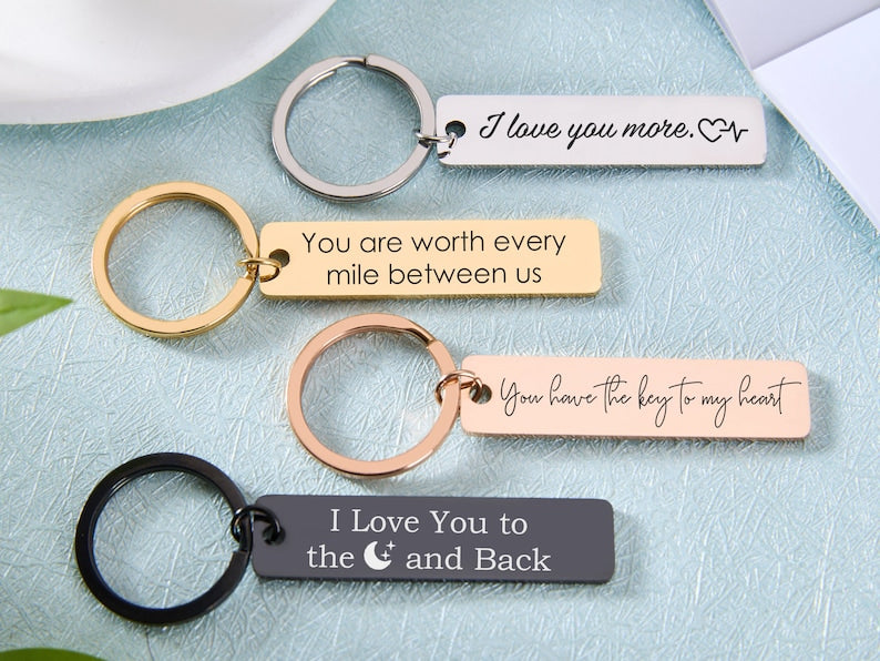 Stainless Steel Keychain,Custom Engraved Key Chain Personalized Key Ring Gifts for Him,Best Friend Gifts for Mom Birthday Gift Boyfriend