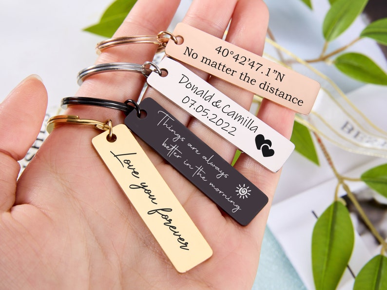 Stainless Steel Keychain,Custom Engraved Key Chain Personalized Key Ring Gifts for Him,Best Friend Gifts for Mom Birthday Gift Boyfriend