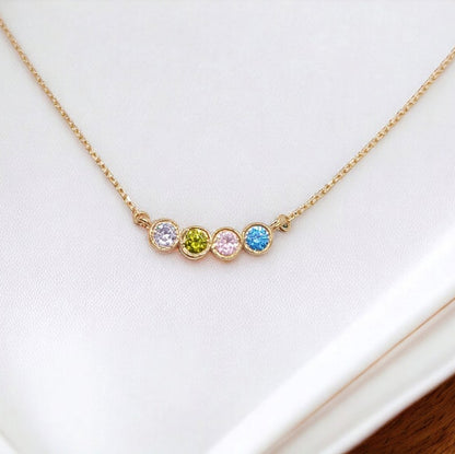 Solid Gold Birthstone Necklace, Personalized Birthstone Necklace, Bridesmaid gift,Birthday Gift, Birthstone Jewelry,Christmas Gift Necklace