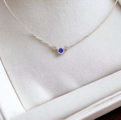 Solid Gold Birthstone Necklace, Personalized Birthstone Necklace, Bridesmaid gift,Birthday Gift, Birthstone Jewelry,Christmas Gift Necklace