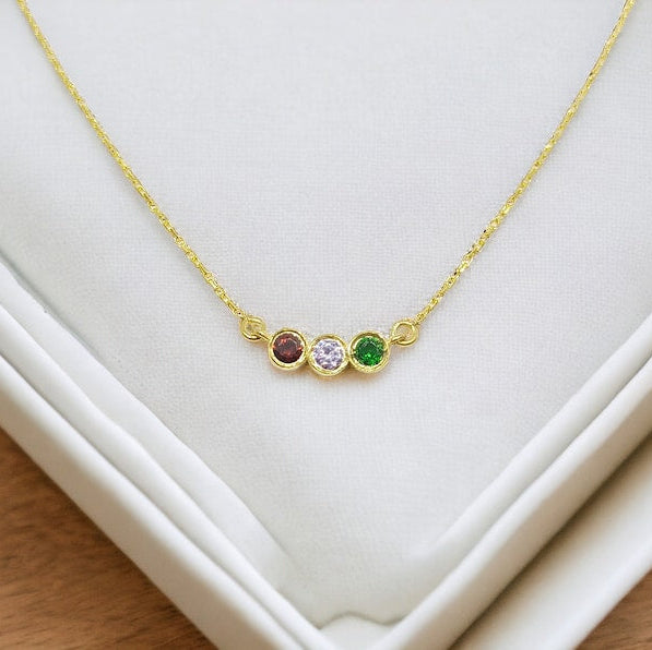 Solid Gold Birthstone Necklace, Personalized Birthstone Necklace, Bridesmaid gift,Birthday Gift, Birthstone Jewelry,Christmas Gift Necklace