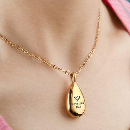 Personalized Teardrop Urn Necklace for Ashes, Cremation Jewelry Necklace,Pet Ashes Keepsake,Dog Cremation Urn,Engraved Pet Memorial Necklace