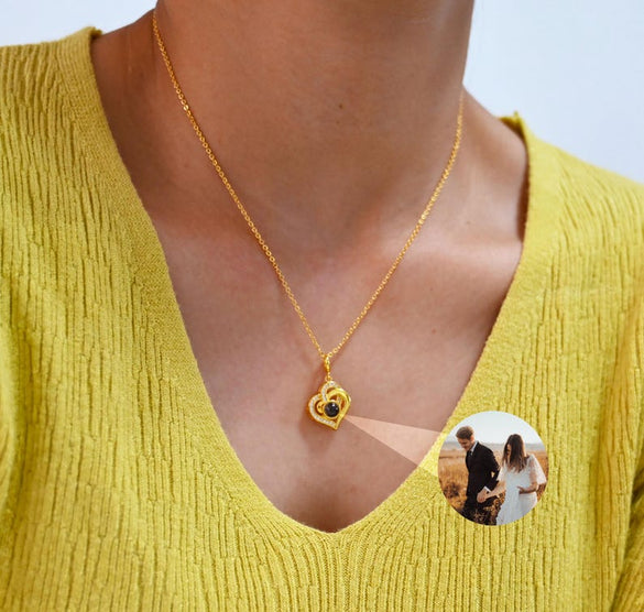 Custom Heart Projection Photo Necklace,Couple Photo Necklace,Wedding Gift,Best Friend Gift for her,Birthday Gift,Pet Memorial Picture Gift