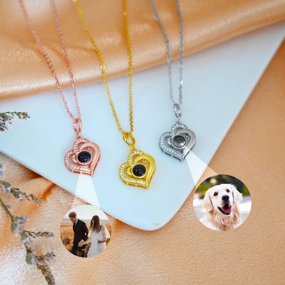 Custom Heart Projection Photo Necklace,Couple Photo Necklace,Wedding Gift,Best Friend Gift for her,Birthday Gift,Pet Memorial Picture Gift
