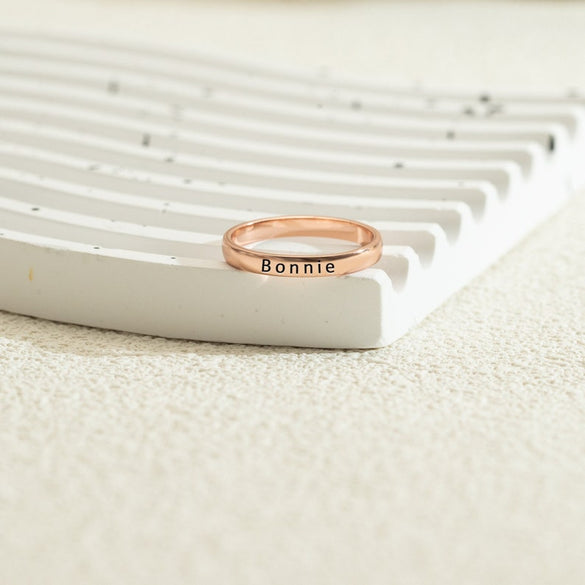 Personalized Stacking Name Rings, Custom Engraved Rings, Dainty Gold Wedding Ring, Both Sides Engraveable, Engagement Gift for Her