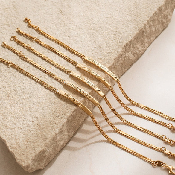 Engraved Name Bar Bracelet with Curb Chain by GracePersonalized - Custom Name Bracelet - Personalized Gift for Her *DANA BRACELET*