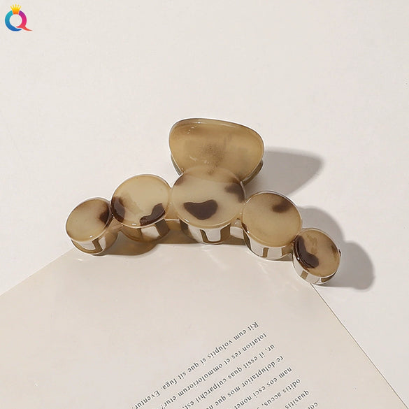Imitation Acetic Acid Handmade Leopard Print Geometric Hair Clip For Women
