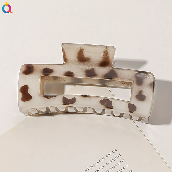 Imitation Acetic Acid Handmade Leopard Print Geometric Hair Clip For Women