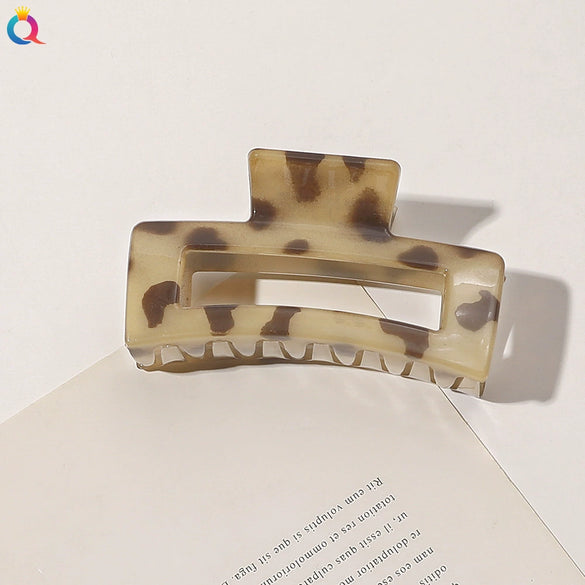 Imitation Acetic Acid Handmade Leopard Print Geometric Hair Clip For Women